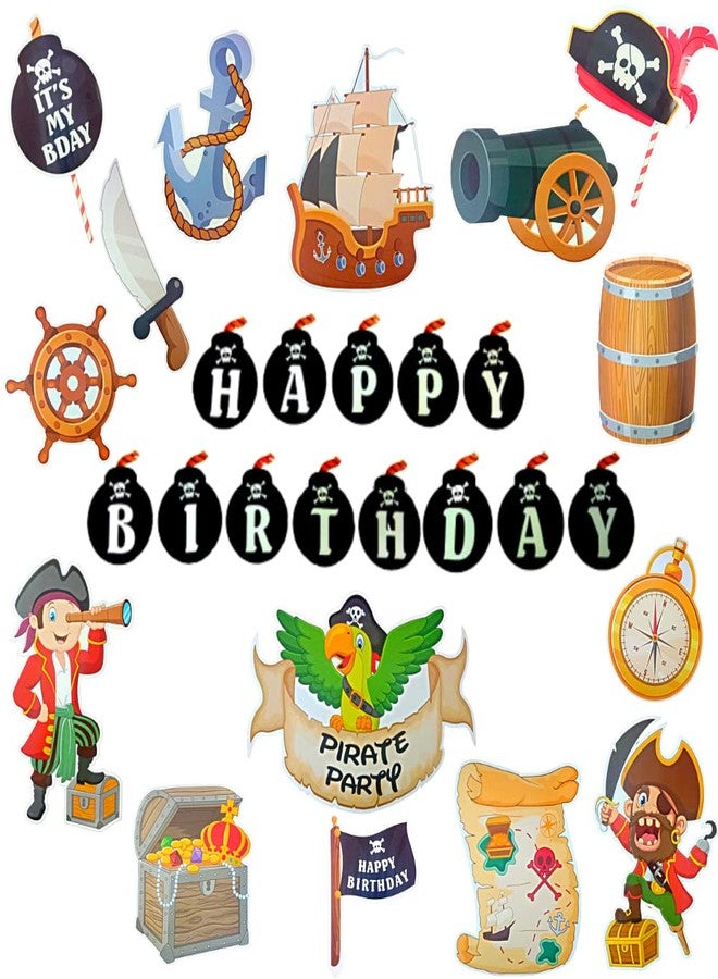 FI - FLICK IN Pirates Latex 59 Pcs Pirate Theme Birthday Decoration Banner Props Red Curtain Pirate Birthday Decoration (Pack of 59, Multicolor) - Image 4